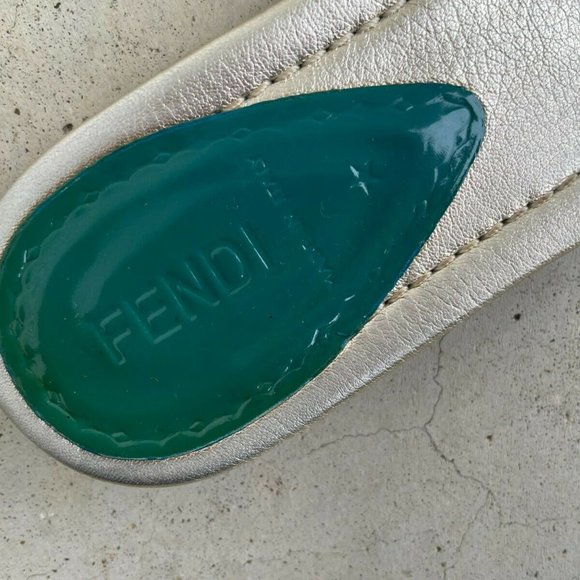 Fendi Women Sandal Flat Thong Blue/Silver Made in Italy Size 39 Authentic Fendi - Picture 11 of 12